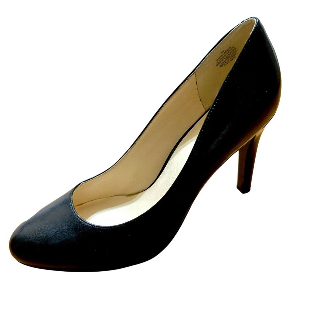 Nine West Black Leather Heels 9M With 3.5" Stiletto Heel